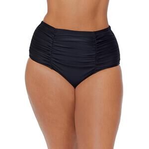 Raisins Curve Plus Size Solid Ruched Costa Swim Bottoms Women's Swimsuit 16W